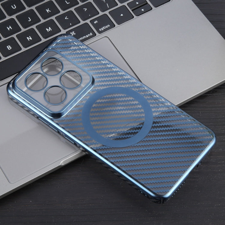 For Xiaomi 14 6D Plated Carbon Fiber Clear Magsafe PC Phone Case