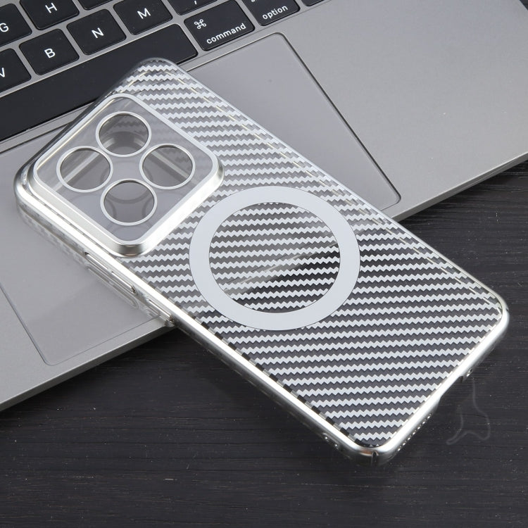 For Xiaomi 14 Pro 6D Plated Carbon Fiber Clear Magsafe PC Phone Case