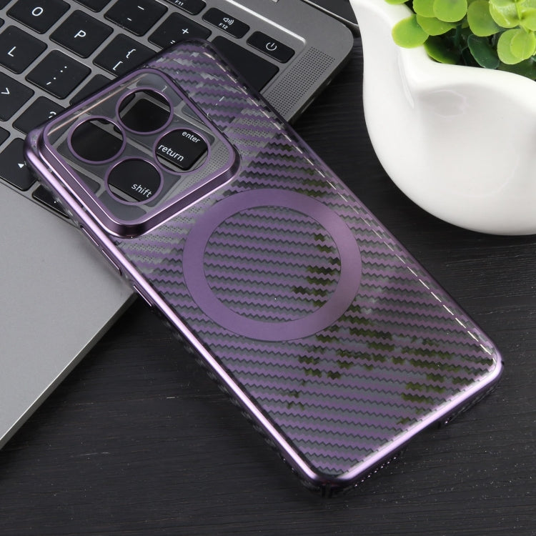 For Xiaomi 14 Pro 6D Plated Carbon Fiber Clear Magsafe PC Phone Case