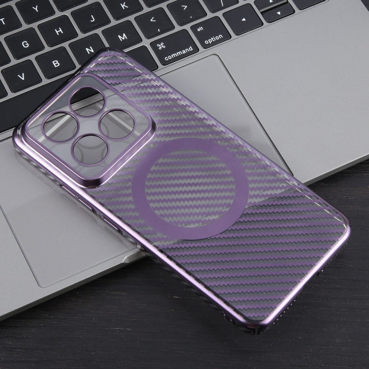 For Xiaomi 14 Pro 6D Plated Carbon Fiber Clear Magsafe PC Phone Case