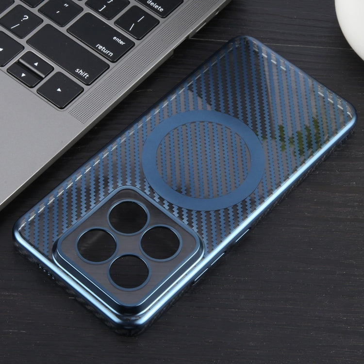 For Xiaomi 14 Pro 6D Plated Carbon Fiber Clear Magsafe PC Phone Case