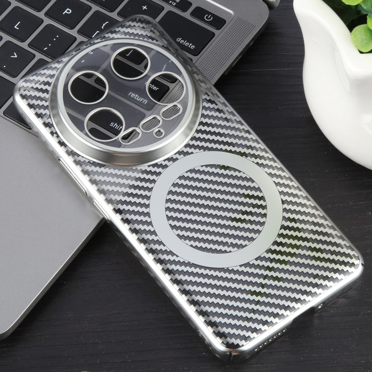 For Xiaomi 14 Ultra 6D Plated Carbon Fiber Clear Magsafe PC Phone Case
