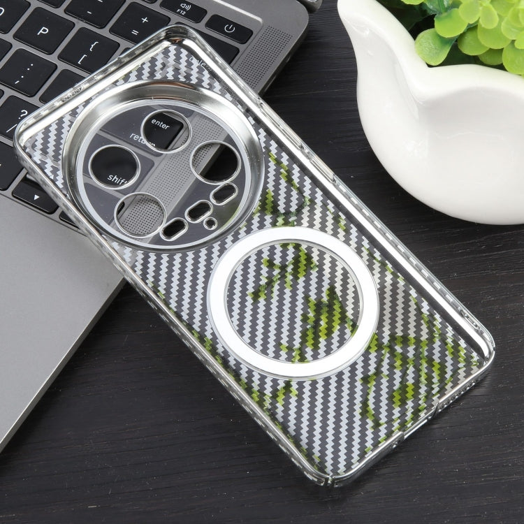 For Xiaomi 14 Ultra 6D Plated Carbon Fiber Clear Magsafe PC Phone Case
