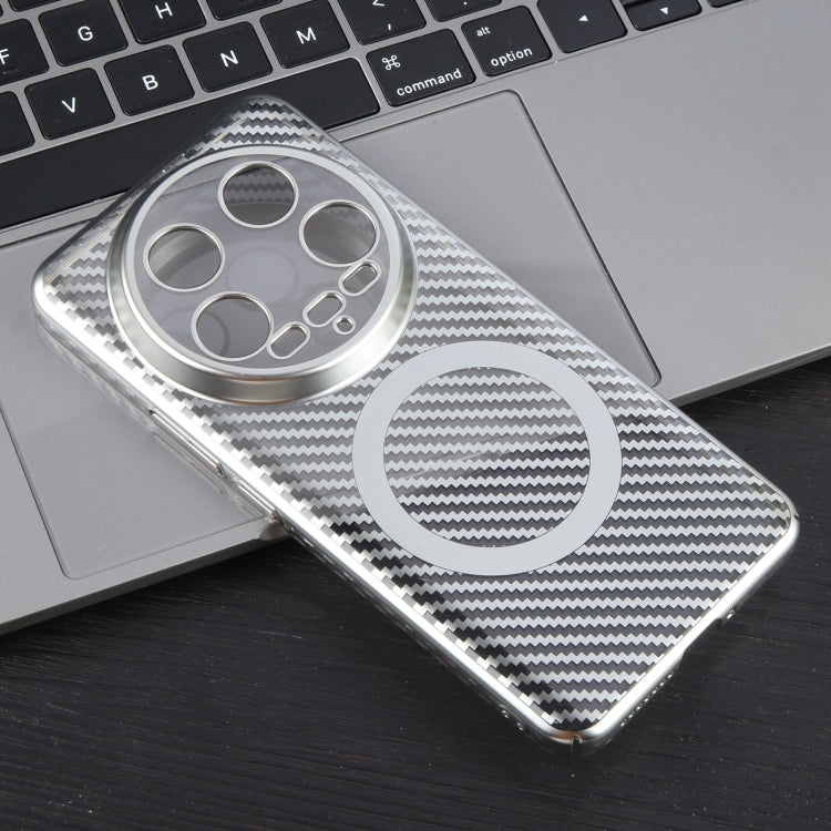 For Xiaomi 14 Ultra 6D Plated Carbon Fiber Clear Magsafe PC Phone Case