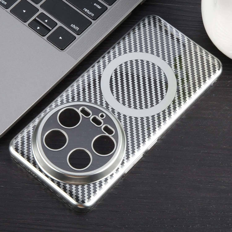 For Xiaomi 14 Ultra 6D Plated Carbon Fiber Clear Magsafe PC Phone Case