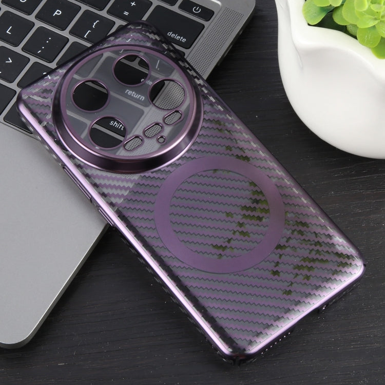 For Xiaomi 14 Ultra 6D Plated Carbon Fiber Clear Magsafe PC Phone Case