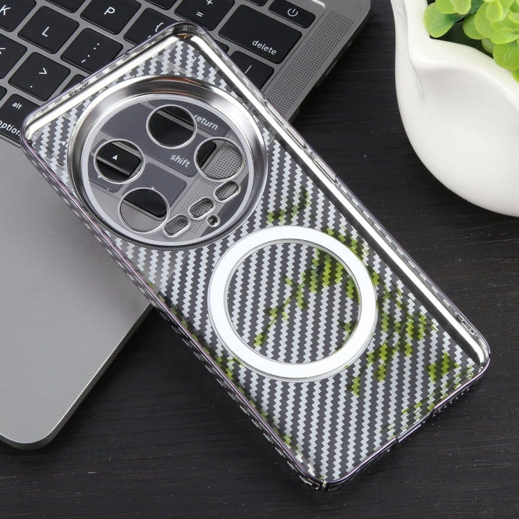 For Xiaomi 14 Ultra 6D Plated Carbon Fiber Clear Magsafe PC Phone Case