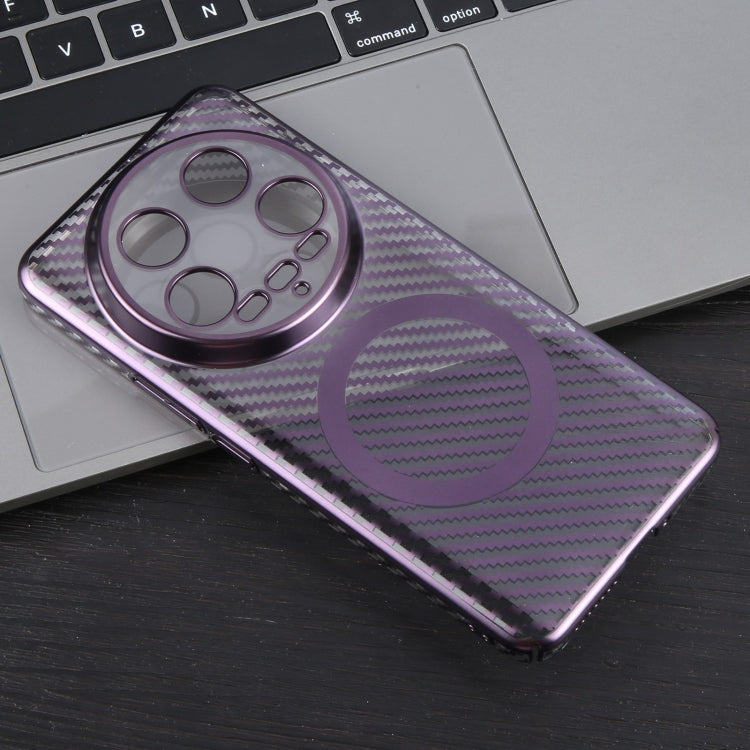 For Xiaomi 14 Ultra 6D Plated Carbon Fiber Clear Magsafe PC Phone Case
