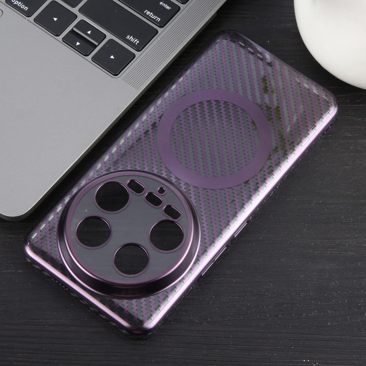 For Xiaomi 14 Ultra 6D Plated Carbon Fiber Clear Magsafe PC Phone Case