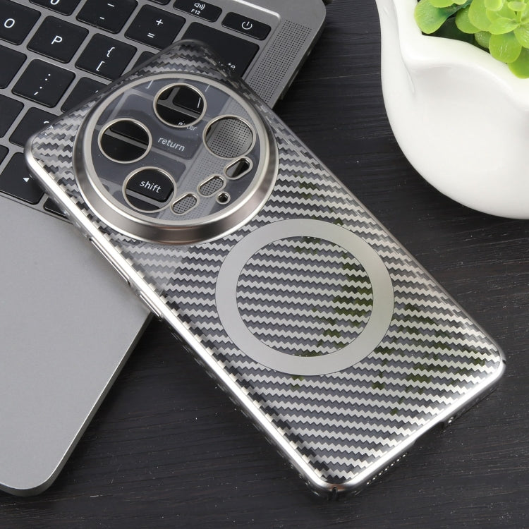 For Xiaomi 14 Ultra 6D Plated Carbon Fiber Clear Magsafe PC Phone Case