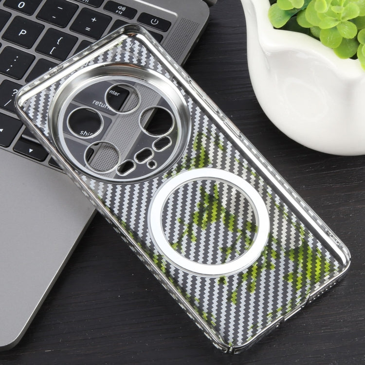 For Xiaomi 14 Ultra 6D Plated Carbon Fiber Clear Magsafe PC Phone Case