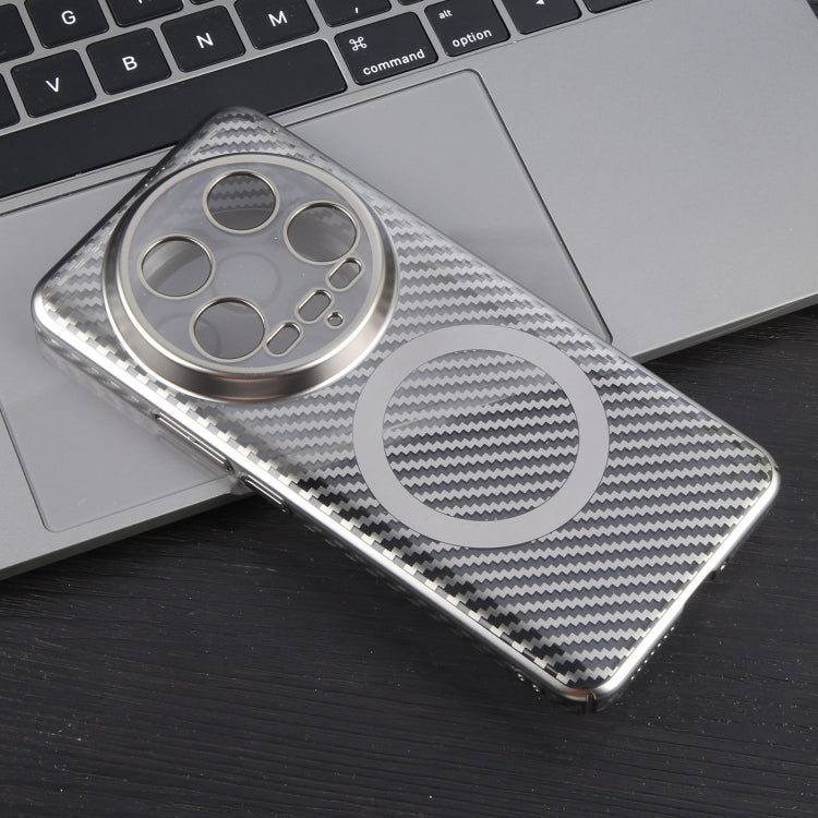 For Xiaomi 14 Ultra 6D Plated Carbon Fiber Clear Magsafe PC Phone Case