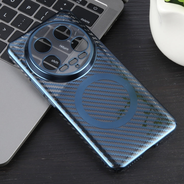 For Xiaomi 14 Ultra 6D Plated Carbon Fiber Clear Magsafe PC Phone Case