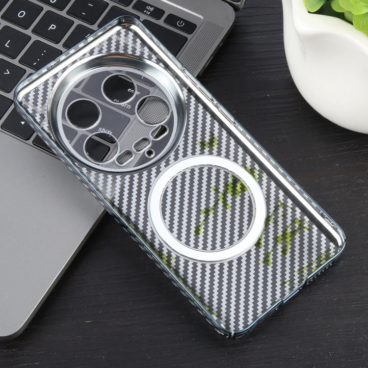 For Xiaomi 14 Ultra 6D Plated Carbon Fiber Clear Magsafe PC Phone Case