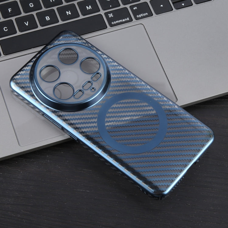 For Xiaomi 14 Ultra 6D Plated Carbon Fiber Clear Magsafe PC Phone Case