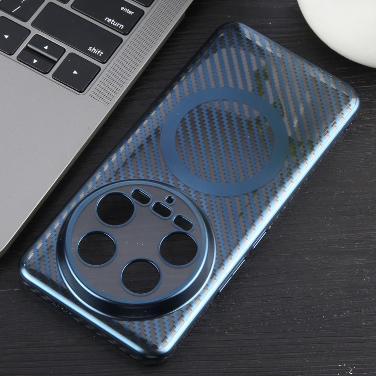 For Xiaomi 14 Ultra 6D Plated Carbon Fiber Clear Magsafe PC Phone Case