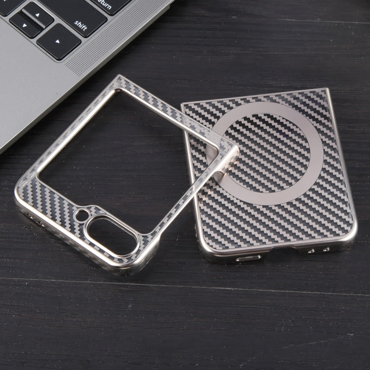 For Samsung Galaxy Z Flip6 / Flip7 FE 6D Plated Carbon Fiber Clear Magsafe PC Phone Case