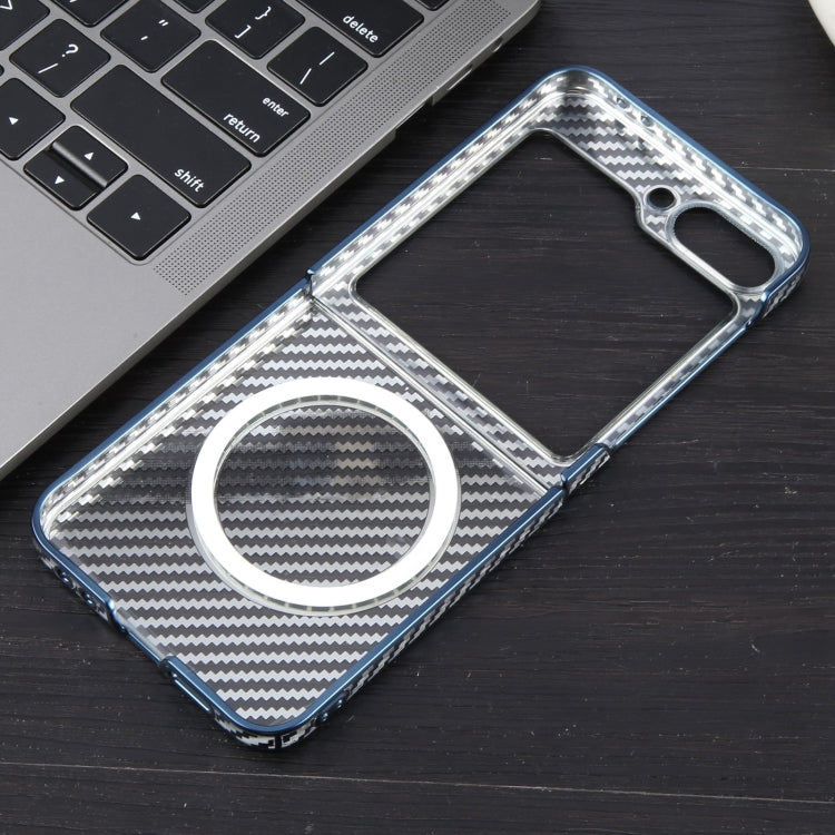 For Samsung Galaxy Z Flip6 / Flip7 FE 6D Plated Carbon Fiber Clear Magsafe PC Phone Case