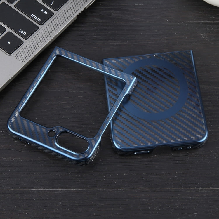 For Samsung Galaxy Z Flip6 / Flip7 FE 6D Plated Carbon Fiber Clear Magsafe PC Phone Case