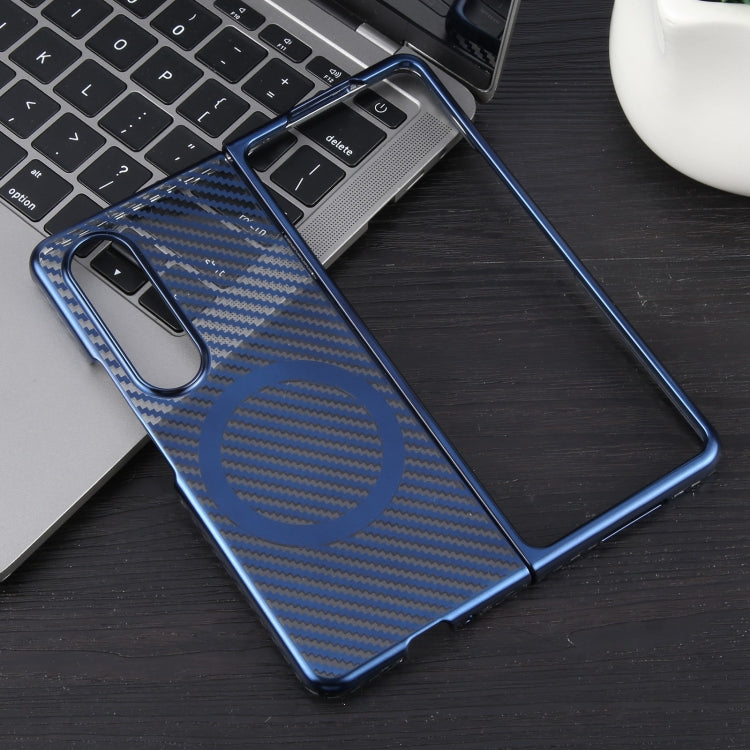 For Samsung Galaxy Z Fold4 6D Plated Carbon Fiber Clear Magsafe PC Phone Case