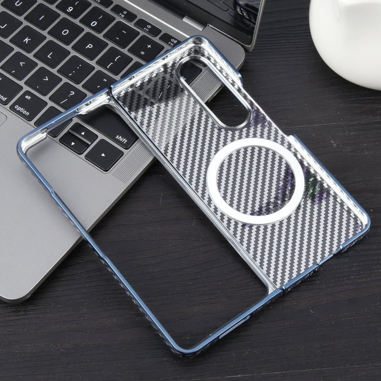 For Samsung Galaxy Z Fold4 6D Plated Carbon Fiber Clear Magsafe PC Phone Case
