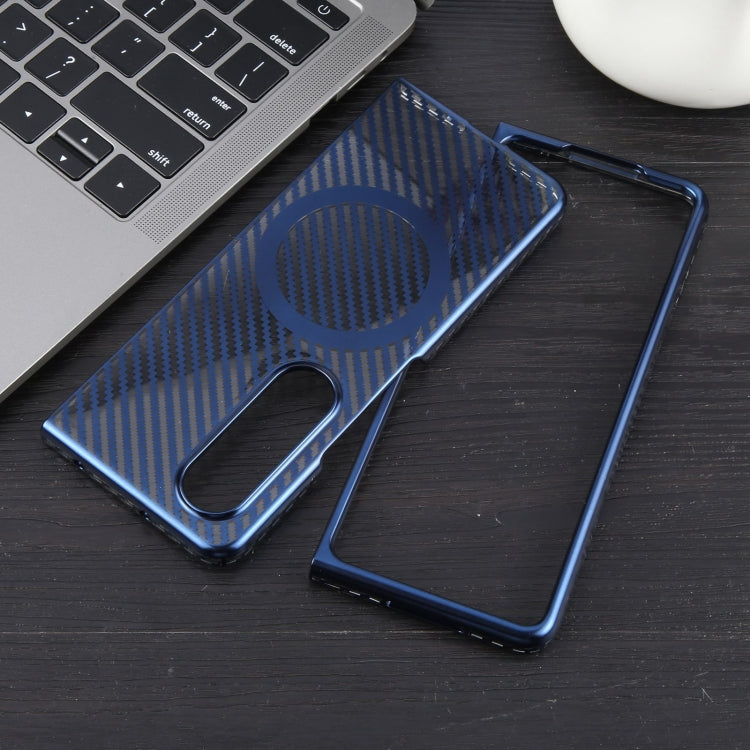 For Samsung Galaxy Z Fold4 6D Plated Carbon Fiber Clear Magsafe PC Phone Case
