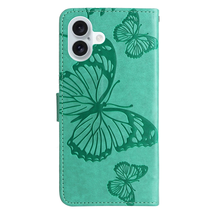 For iPhone 16 Plus 3D Butterfly Embossed Pattern Flip Leather Phone Case