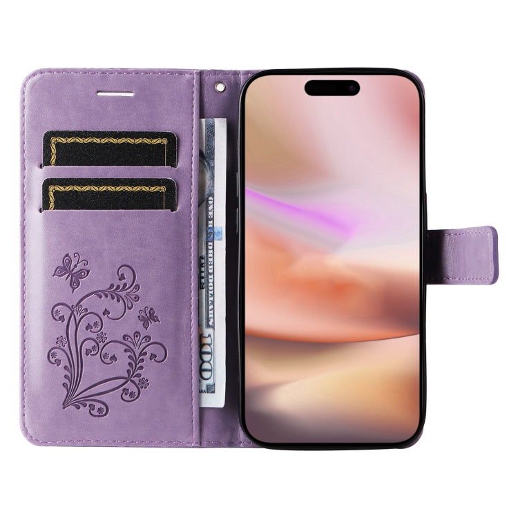 For iPhone 16 Plus 3D Butterfly Embossed Pattern Flip Leather Phone Case