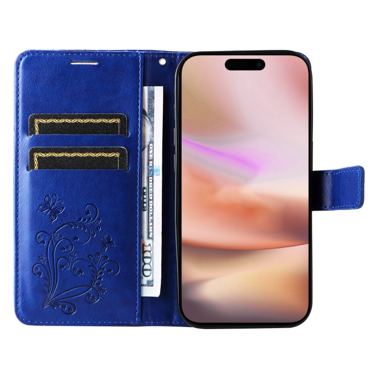 For iPhone 16 Plus 3D Butterfly Embossed Pattern Flip Leather Phone Case