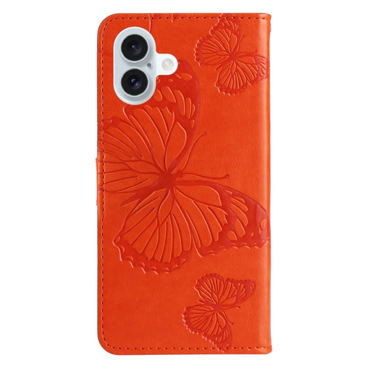 For iPhone 16 Plus 3D Butterfly Embossed Pattern Flip Leather Phone Case