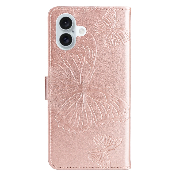 For iPhone 16 Plus 3D Butterfly Embossed Pattern Flip Leather Phone Case