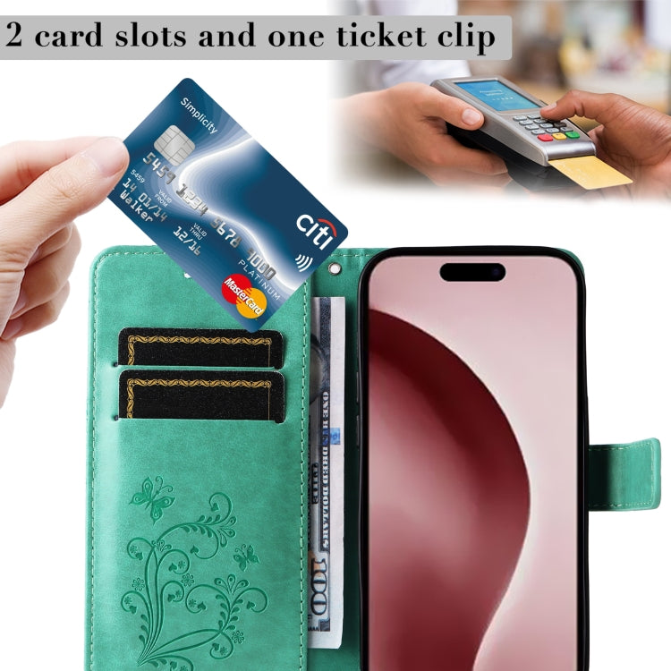 For iPhone 16 Pro 3D Butterfly Embossed Pattern Flip Leather Phone Case