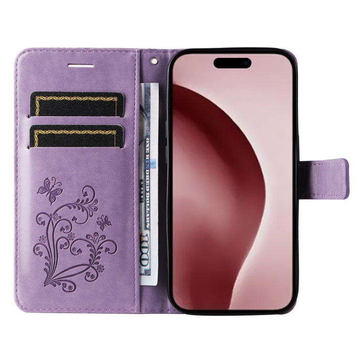 For iPhone 16 Pro 3D Butterfly Embossed Pattern Flip Leather Phone Case