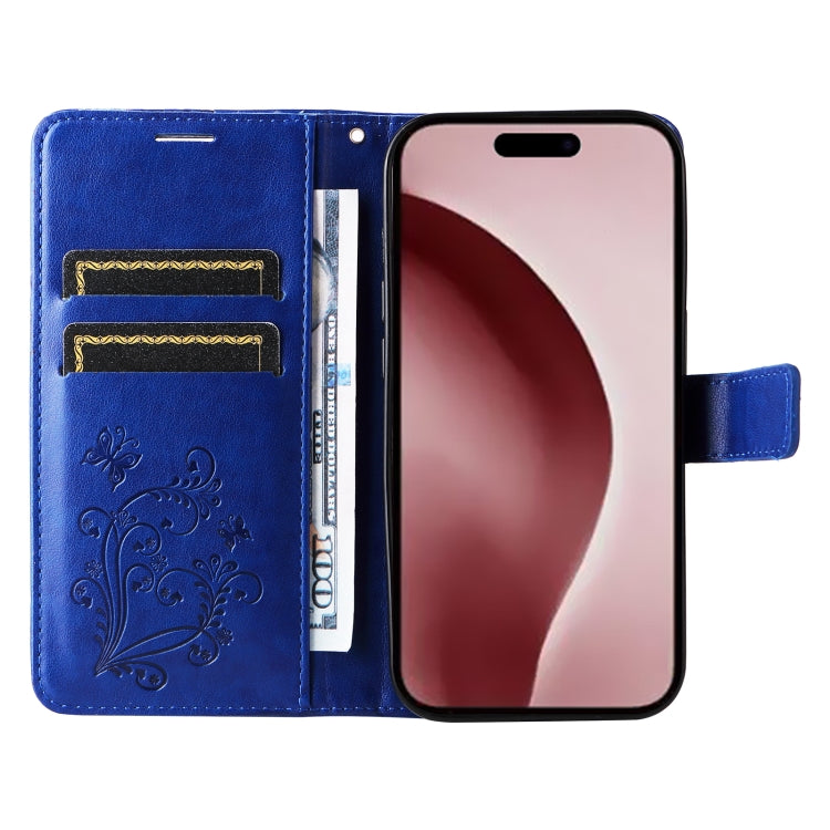 For iPhone 16 Pro 3D Butterfly Embossed Pattern Flip Leather Phone Case