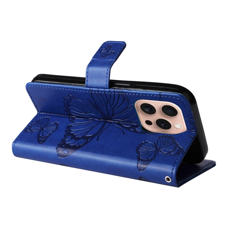 For iPhone 16 Pro 3D Butterfly Embossed Pattern Flip Leather Phone Case