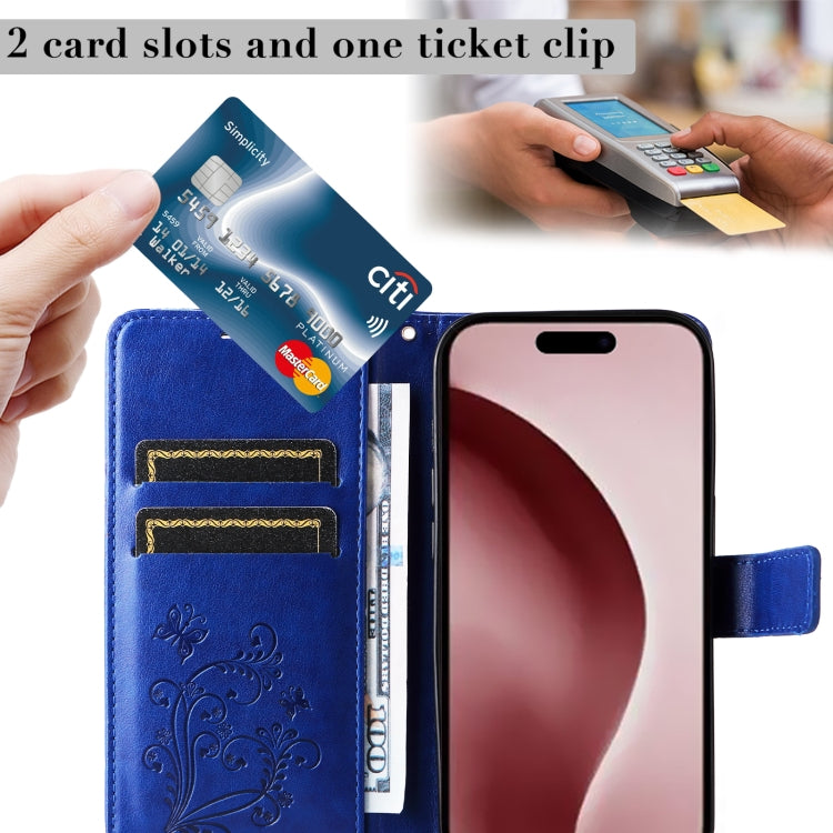 For iPhone 16 Pro 3D Butterfly Embossed Pattern Flip Leather Phone Case