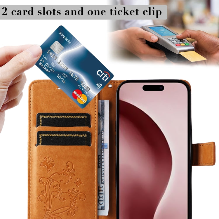 For iPhone 16 Pro 3D Butterfly Embossed Pattern Flip Leather Phone Case