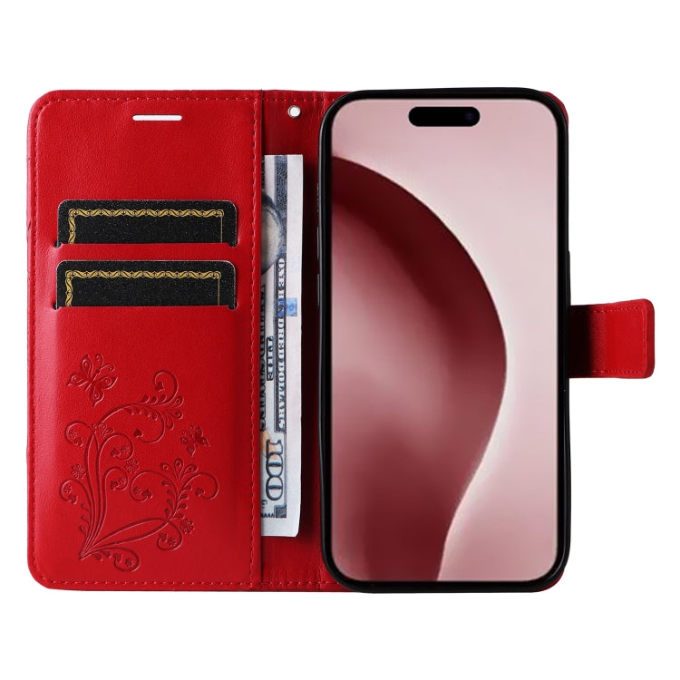 For iPhone 16 Pro 3D Butterfly Embossed Pattern Flip Leather Phone Case