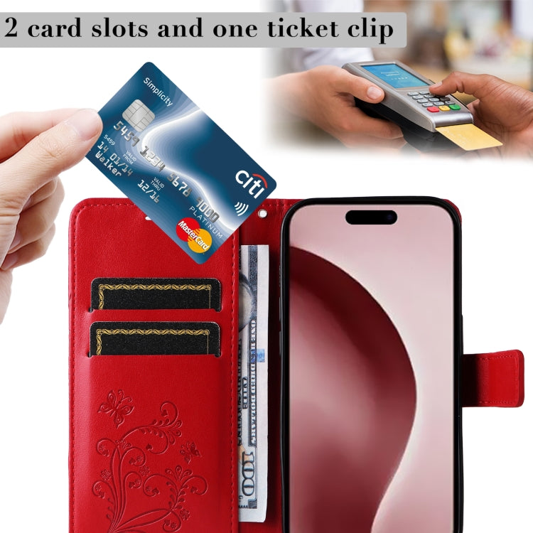 For iPhone 16 Pro 3D Butterfly Embossed Pattern Flip Leather Phone Case