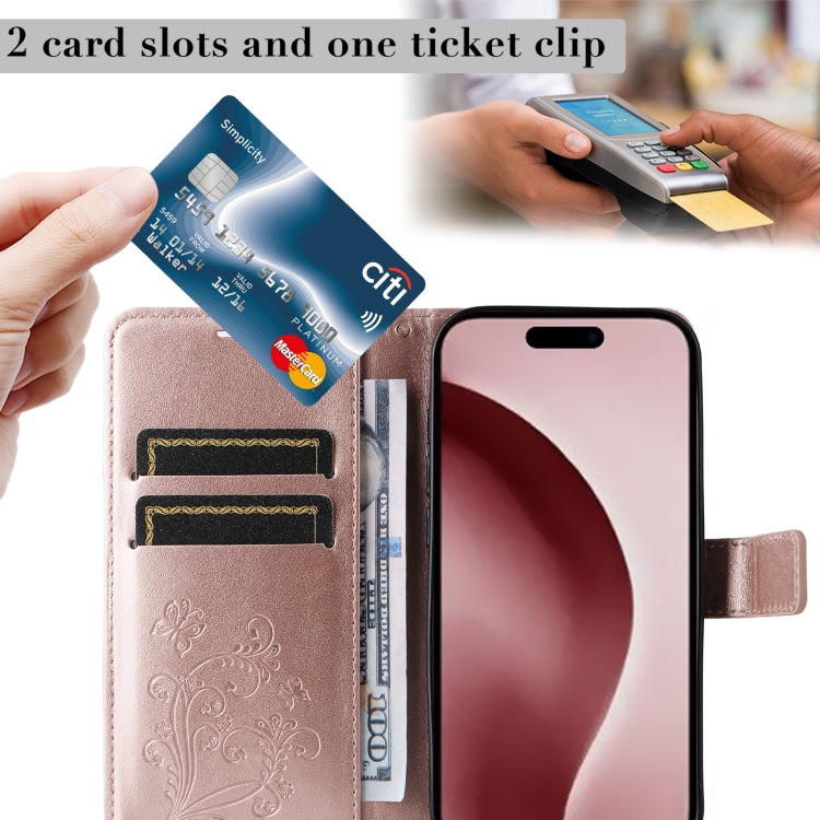 For iPhone 16 Pro 3D Butterfly Embossed Pattern Flip Leather Phone Case