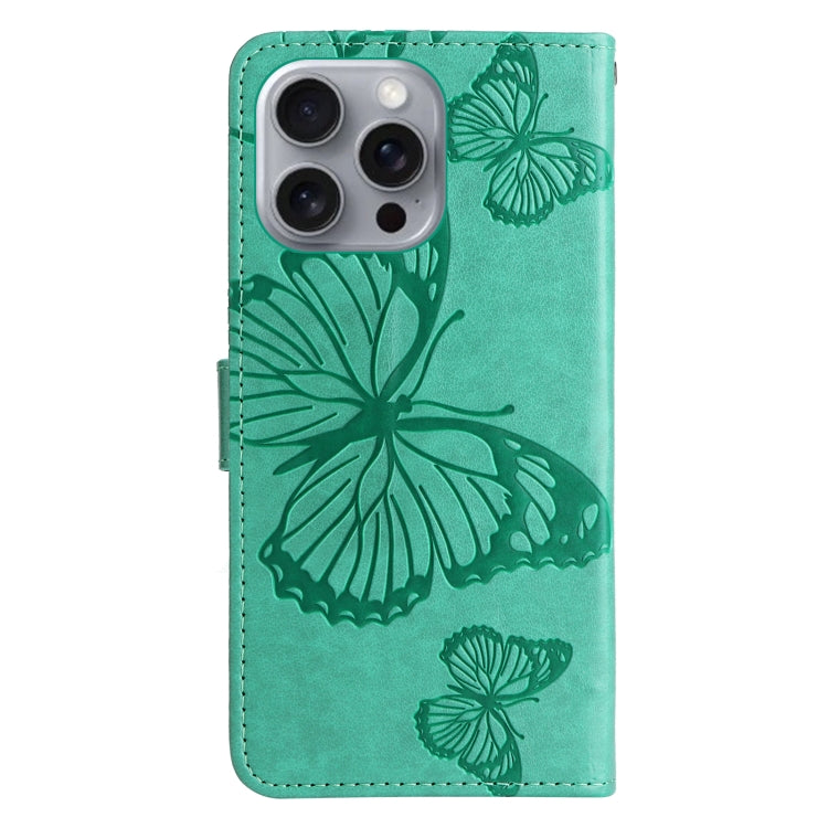 For iPhone 16 Pro Max 3D Butterfly Embossed Pattern Flip Leather Phone Case