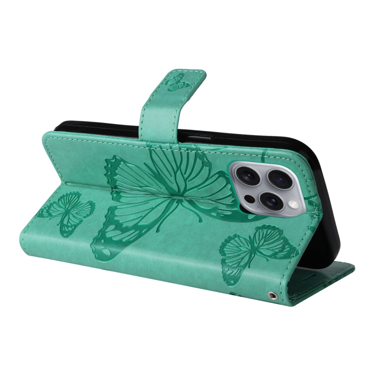 For iPhone 16 Pro Max 3D Butterfly Embossed Pattern Flip Leather Phone Case