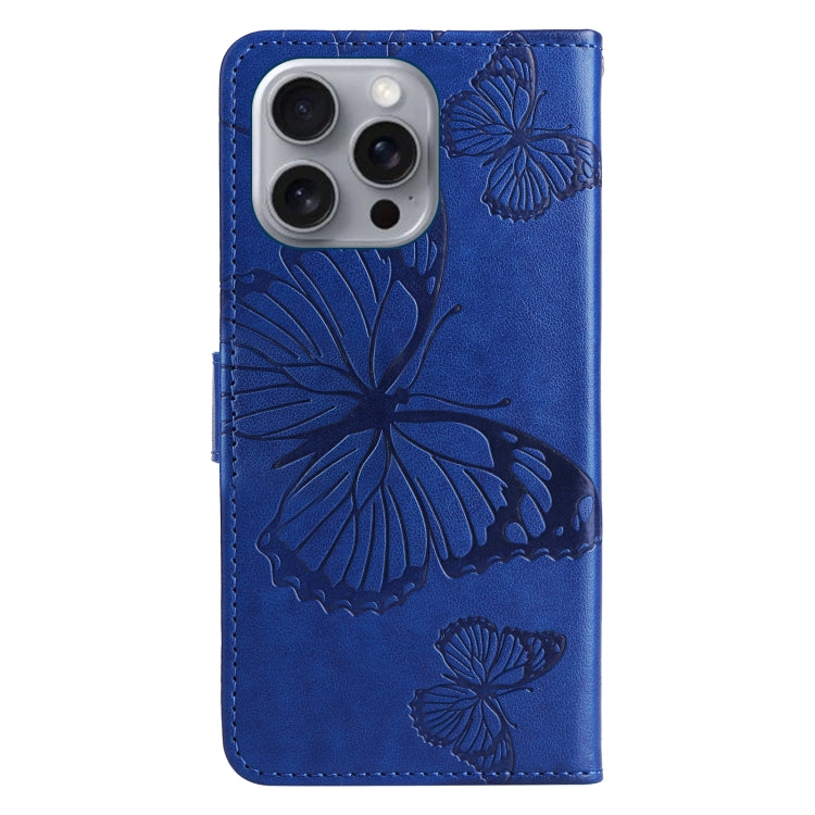 For iPhone 16 Pro Max 3D Butterfly Embossed Pattern Flip Leather Phone Case