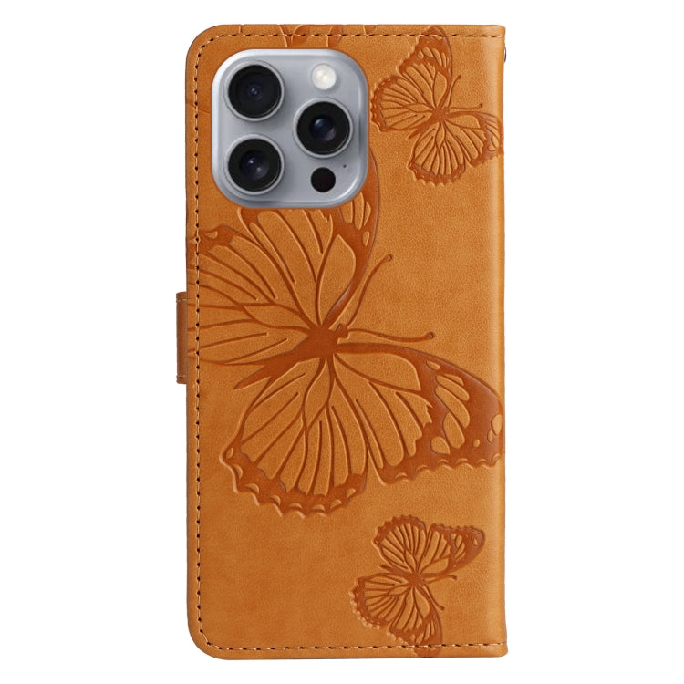 For iPhone 16 Pro Max 3D Butterfly Embossed Pattern Flip Leather Phone Case