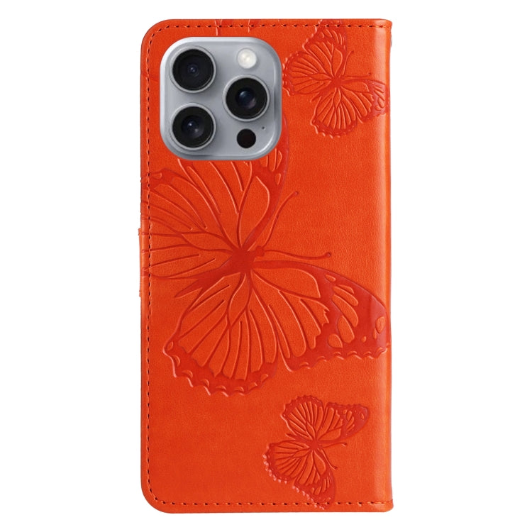For iPhone 16 Pro Max 3D Butterfly Embossed Pattern Flip Leather Phone Case