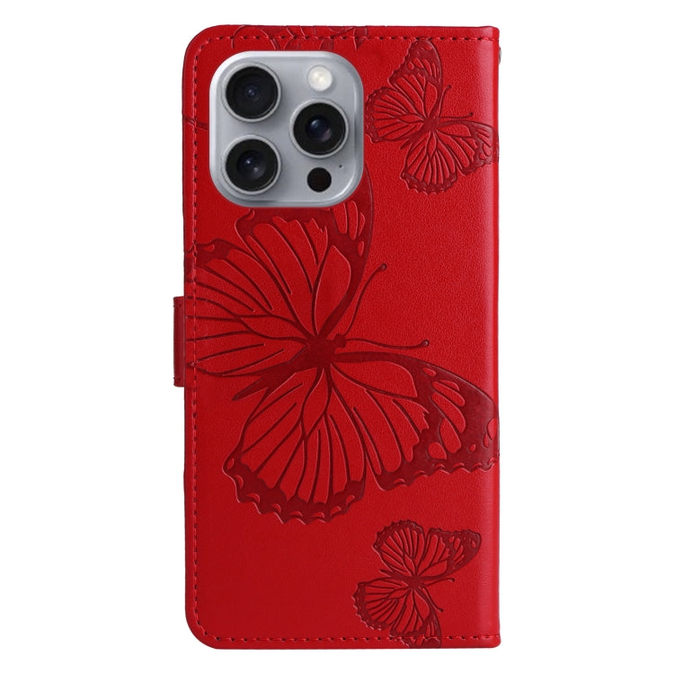 For iPhone 16 Pro Max 3D Butterfly Embossed Pattern Flip Leather Phone Case