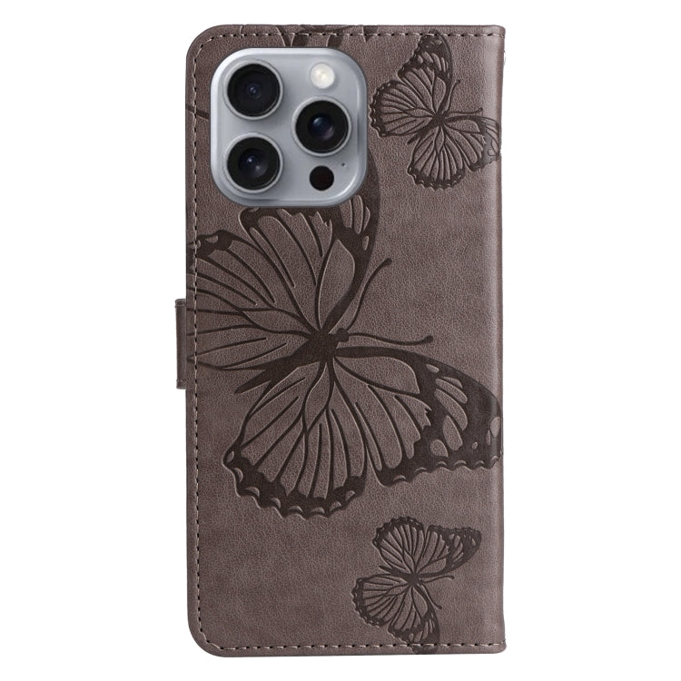 For iPhone 16 Pro Max 3D Butterfly Embossed Pattern Flip Leather Phone Case