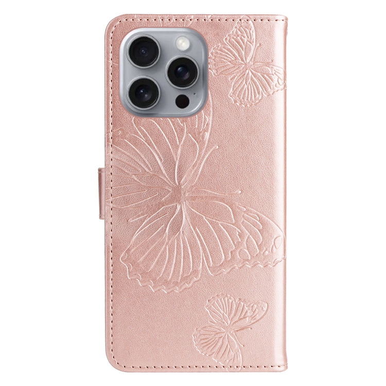 For iPhone 16 Pro Max 3D Butterfly Embossed Pattern Flip Leather Phone Case