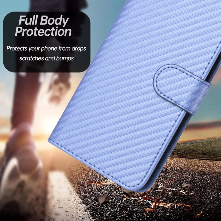 For Motorola Moto G35 YX0070 Carbon Fiber Buckle Leather Phone Case with Lanyard