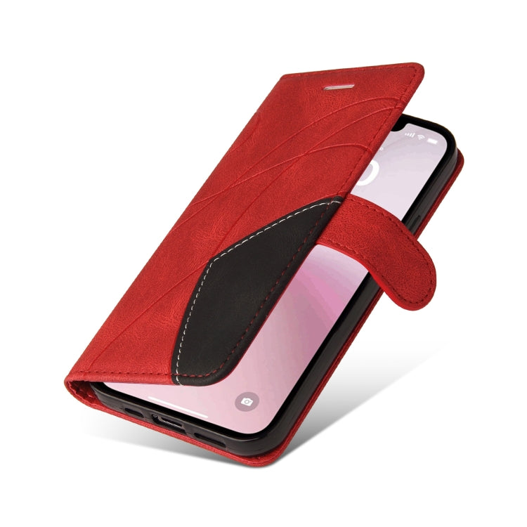 For iPhone 17e / 16e Dual-color Splicing Flip Leather Phone Case